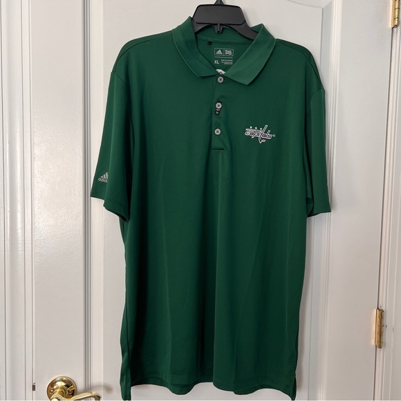 Extremely rare Adidas x Washington Capitals mens XL green polo featuring UPF 30 - Picture 1 of 12
